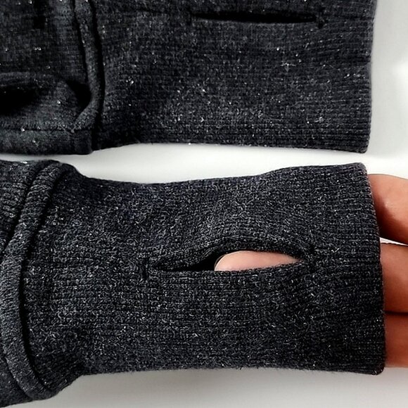 Lululemon Sparkle Scuba Hoodie Dark Grey Silver Specks Cotton Thumbholes Sz 8 - Picture 5 of 11